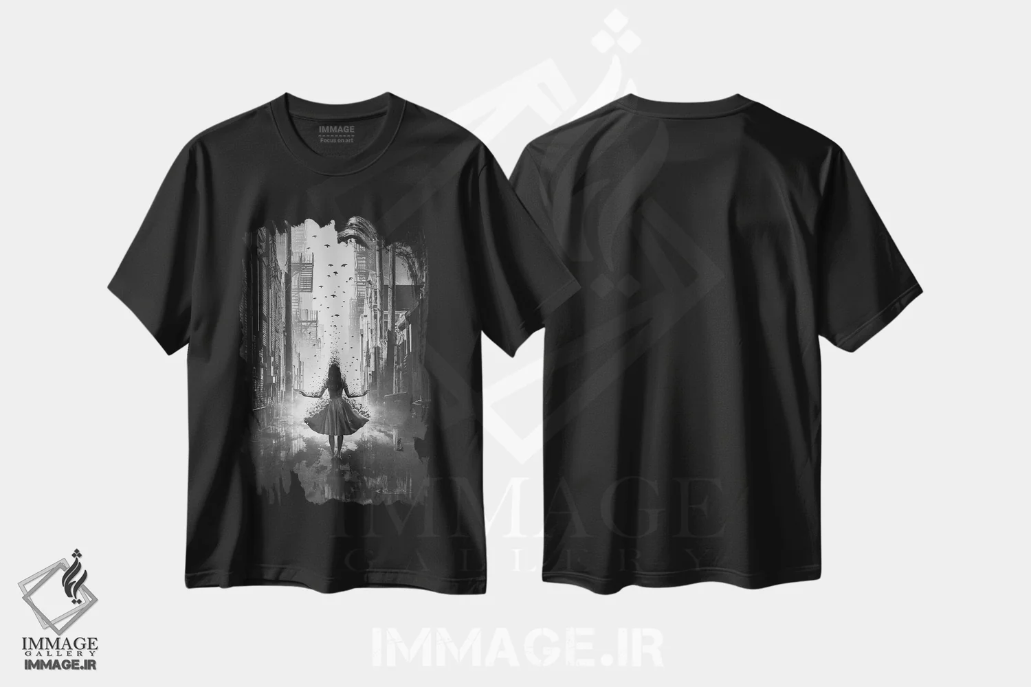 تیشرت مشکی طرح دار پر کشیدن، دکوراسیون جایگزین اثر آدام کازینز | immage.ir