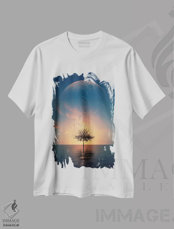 تیشرت سفید طرح دار پرندگان آزاد، دکور ساحلی اثر آدام کازینز | immage.ir