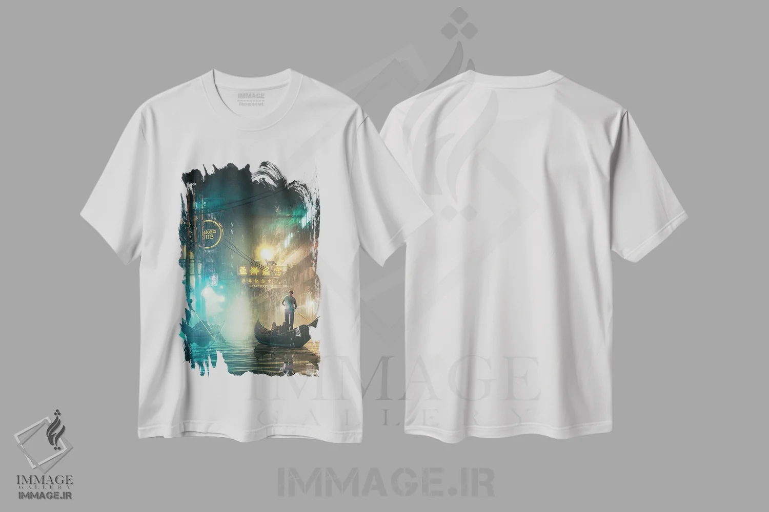 تیشرت سفید طرح دار آبراه های آینده، دکور آسیایی اثر آدام کازینز | فروشگاه ایماژ