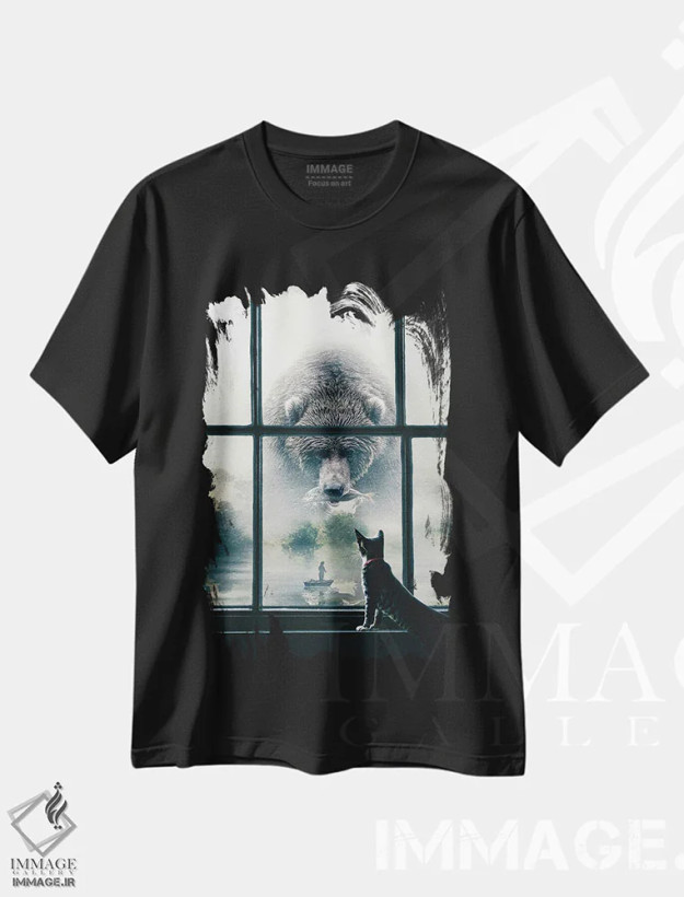 تیشرت مشکی طرح دار خرس غول پیکر، هنر دیجیتال اثر آدام کازینز | فروشگاه ایماژ