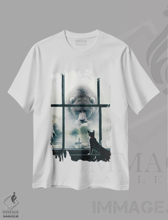 تیشرت سفید طرح دار خرس غول پیکر، هنر دیجیتال اثر آدام کازینز | immage.ir