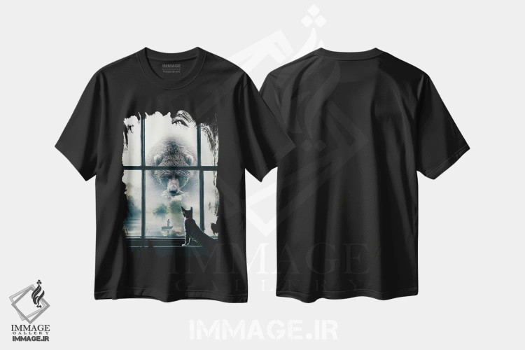 تیشرت مشکی طرح دار خرس غول پیکر، هنر دیجیتال اثر آدام کازینز | فروشگاه ایماژ