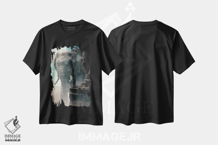 تیشرت مشکی طرح دار فیل غول پیکر، هنر دیجیتال اثر آدام کازینز | immage.ir