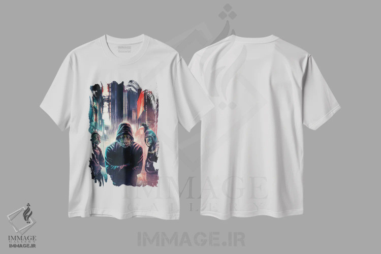 تیشرت سفید طرح دار گربه های کلاه دار، هنر دیجیتال اثر آدام کازینز | immage.ir