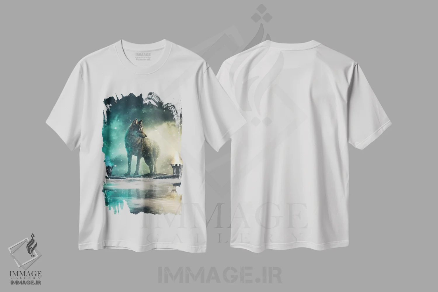 تیشرت سفید طرح دار گرگ تنها، دکوراسیون جایگزین اثر آدام کازینز | immage.ir