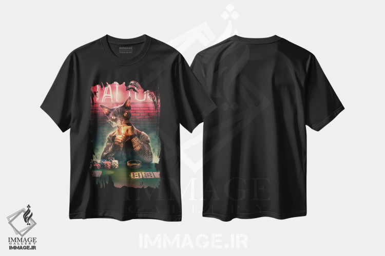 تیشرت مشکی طرح دار چهره پوکر، دکوراسیون جایگزین اثر آدام کازینز | فروشگاه ایماژ