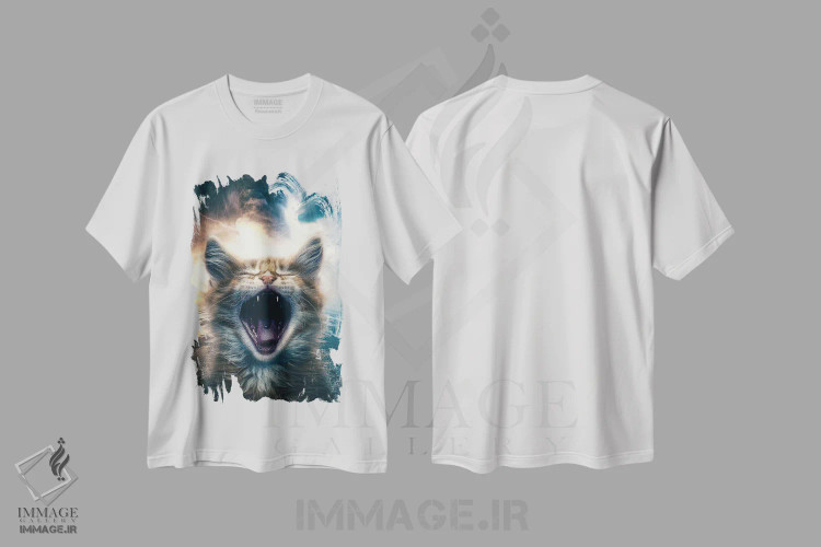 تیشرت سفید طرح دار غرش کوچک، هنر دیجیتال اثر آدام کازینز | immage.ir