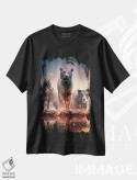تیشرت مشکی طرح دار گرگ، ببر و خرس، دکوراسیون جایگزین اثر آدام کازینز | فروشگاه ایماژ