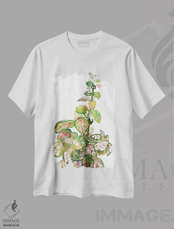 تیشرت سفید طرح دار خال خالی صورتی، دکور معاصر اثر کریتیو اینگرید | فروشگاه ایماژ