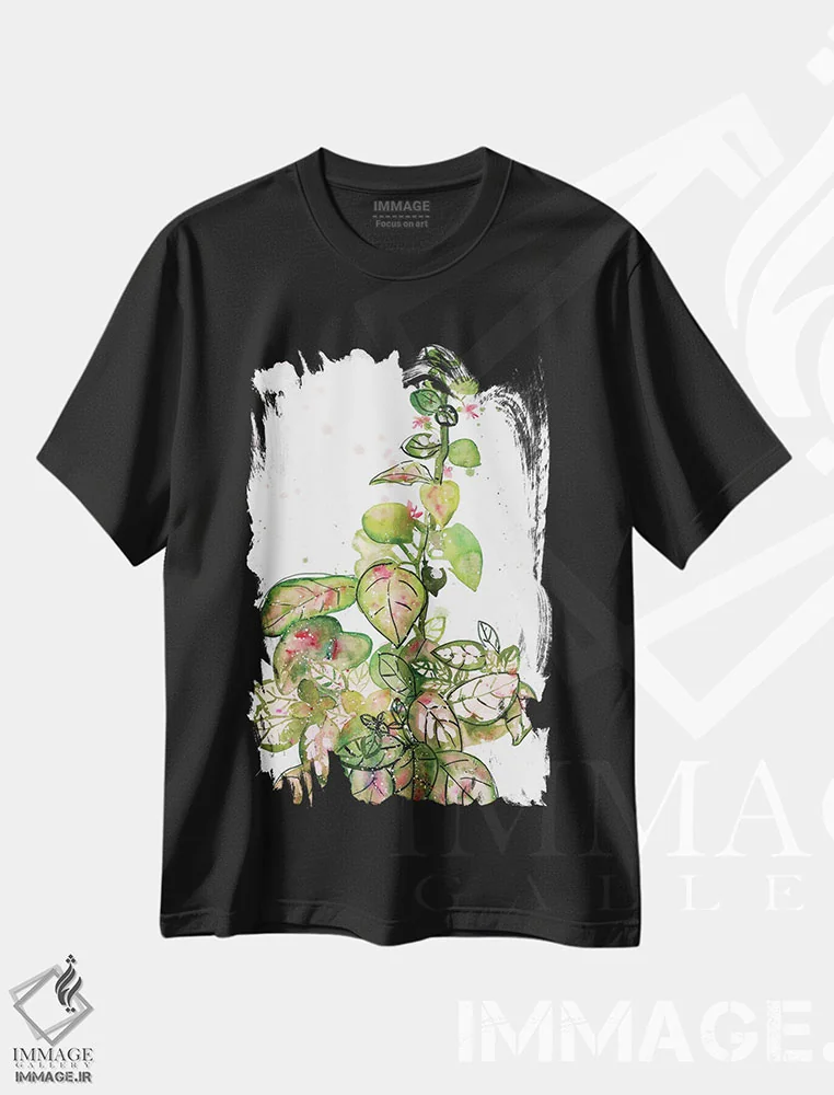 تیشرت مشکی طرح دار خال خالی صورتی، دکور معاصر اثر کریتیو اینگرید | immage.ir