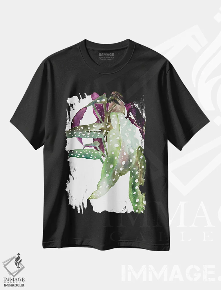 تیشرت مشکی طرح دار بگونیا خال خالی، دکور معاصر اثر کریتیو اینگرید | فروشگاه ایماژ