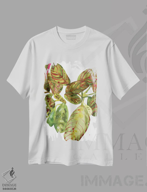 تیشرت سفید طرح دار گیاه دعایی، دکور معاصر اثر کریتیو اینگرید | فروشگاه ایماژ
