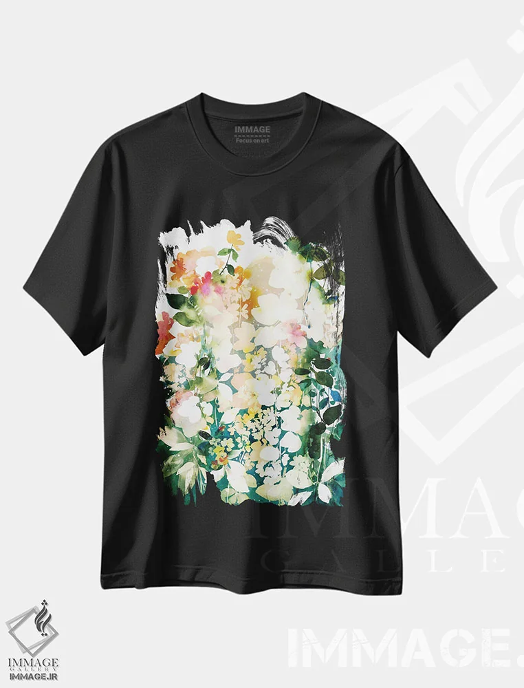 تیشرت مشکی طرح دار باغ زرد روح بخش، دکور معاصر اثر کریتیو اینگرید | immage.ir