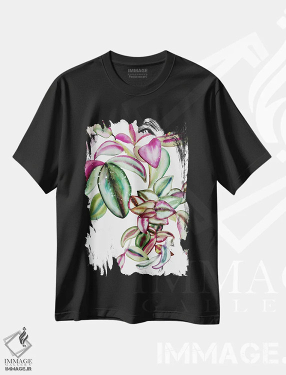 تیشرت مشکی طرح دار تردسکانتیا، دکور معاصر اثر کریتیو اینگرید | فروشگاه ایماژ