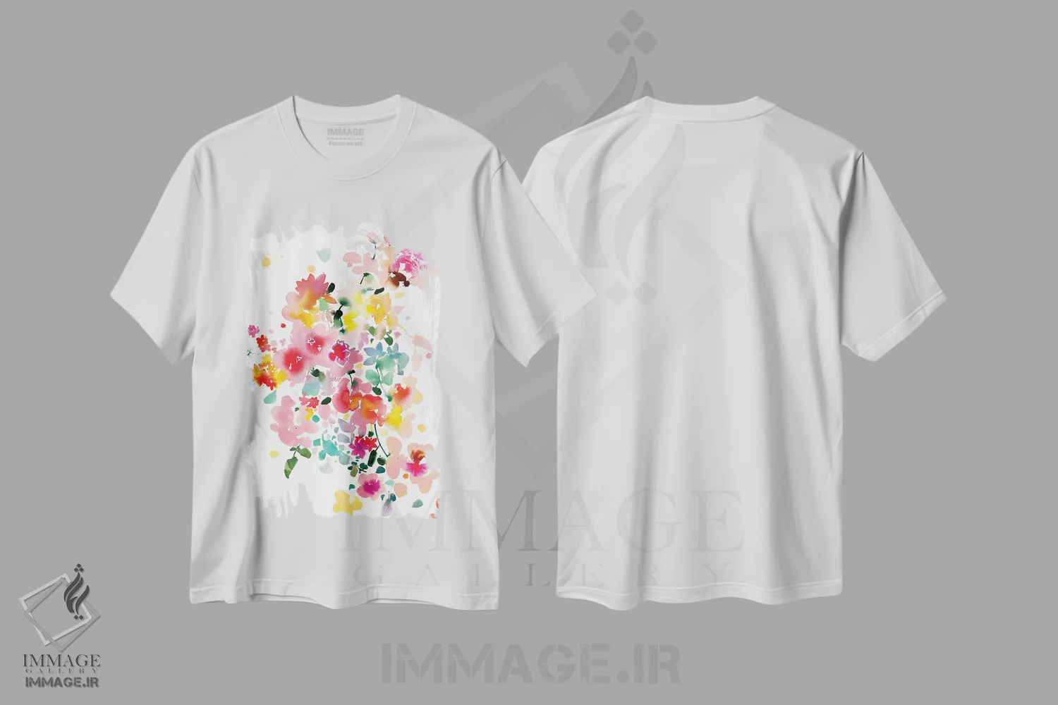 تیشرت سفید طرح دار جنب وجوش گل ها، آبستره اثر کریتیو اینگرید | immage.ir