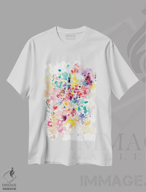 تیشرت سفید طرح دار هاله، آبستره اثر کریتیو اینگرید | فروشگاه ایماژ