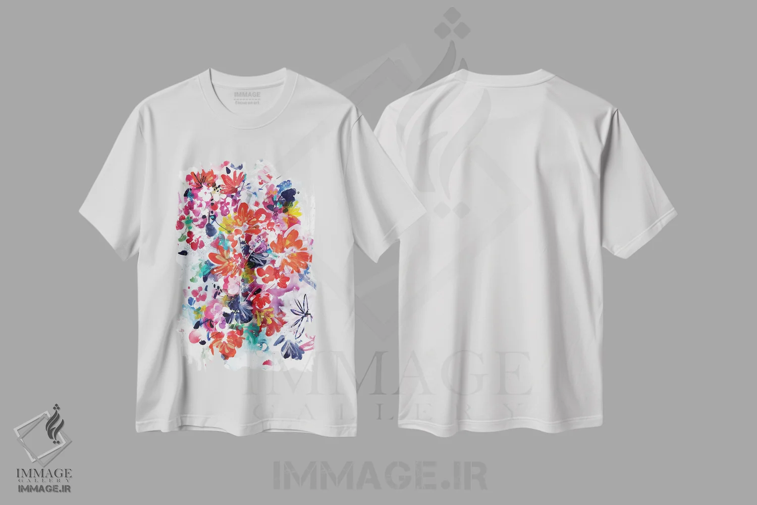 تیشرت سفید طرح دار آتش بازی گلی، آبستره اثر کریتیو اینگرید | immage.ir