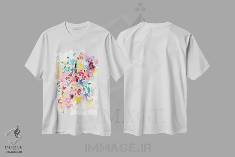 تیشرت سفید طرح دار هاله، آبستره اثر کریتیو اینگرید | فروشگاه ایماژ