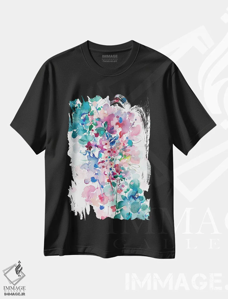 تیشرت مشکی طرح دار در میان، آبستره اثر کریتیو اینگرید | فروشگاه ایماژ