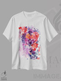 تیشرت سفید طرح دار شکوفه نارنجی، آبستره اثر کریتیو اینگرید | immage.ir