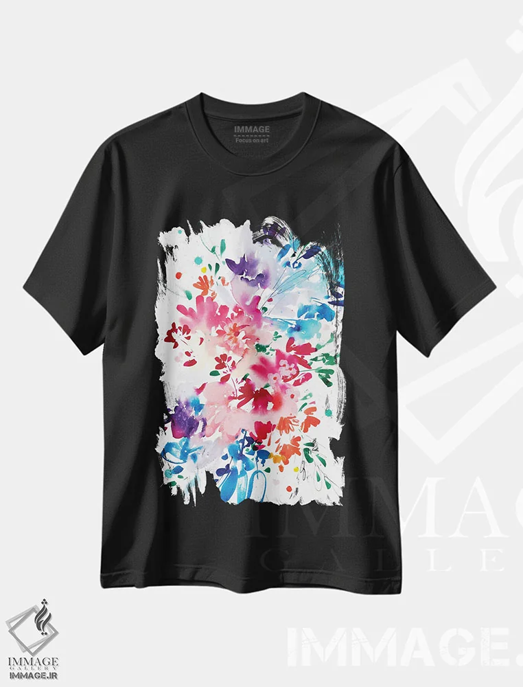 تیشرت مشکی طرح دار آگاه، دکور معاصر اثر کریتیو اینگرید | فروشگاه ایماژ