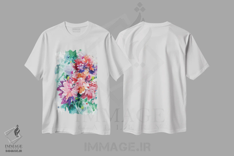 تیشرت سفید طرح دار شکوفایی شگفت انگیز، آبستره اثر کریتیو اینگرید | فروشگاه ایماژ