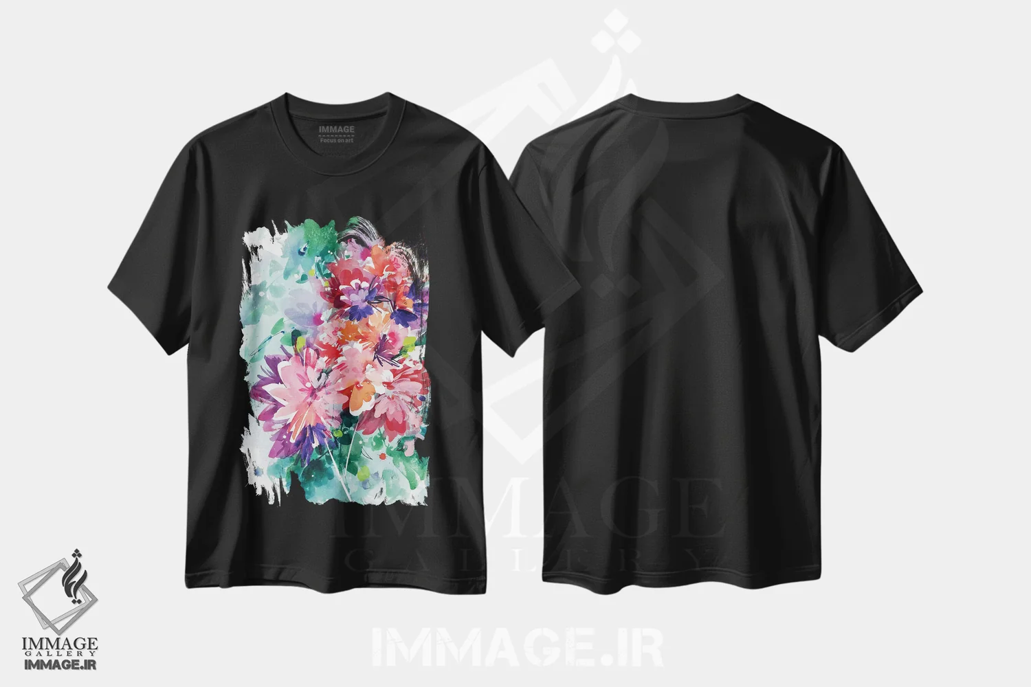 تیشرت مشکی طرح دار شکوفایی شگفت انگیز، آبستره اثر کریتیو اینگرید | immage.ir