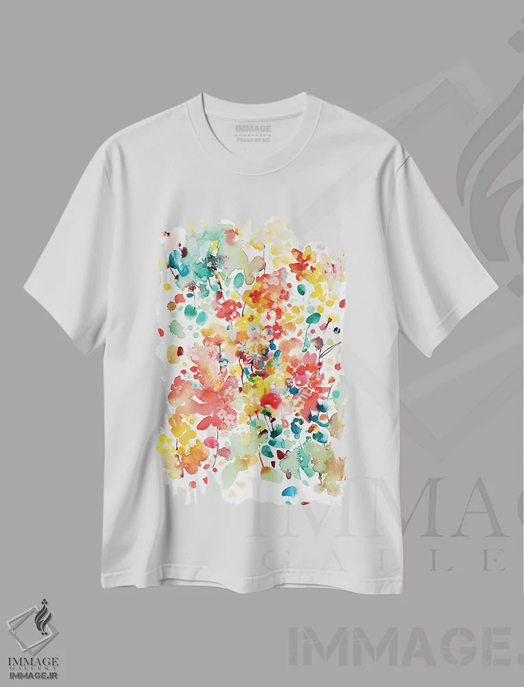 تیشرت سفید طرح دار شکوفا شو، آبستره اثر کریتیو اینگرید | immage.ir