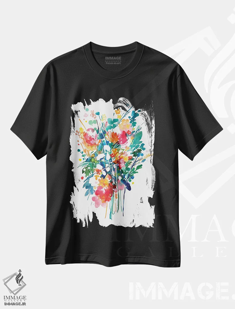 تیشرت مشکی طرح دار دسته گل بزرگ، دکور معاصر اثر کریتیو اینگرید | immage.ir