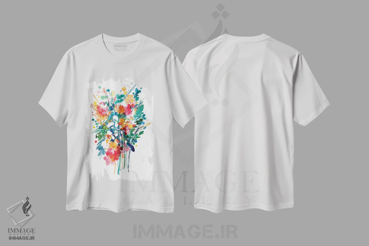 تیشرت سفید طرح دار دسته گل بزرگ، دکور معاصر اثر کریتیو اینگرید | فروشگاه ایماژ