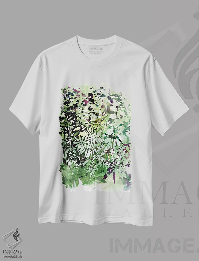 تیشرت سفید طرح دار باغ سبز، دکور معاصر اثر کریتیو اینگرید | immage.ir