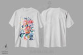 تیشرت سفید طرح دار شکوفه های وحشی، دکور معاصر اثر کریتیو اینگرید | فروشگاه ایماژ