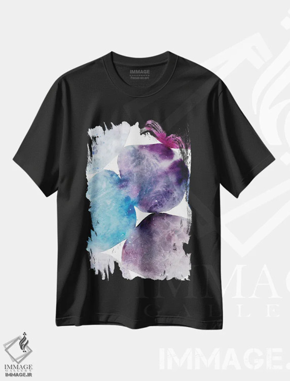 تیشرت مشکی طرح دار سنگ ریزه های زیر آب، آبستره اثر کریتیو اینگرید | immage.ir
