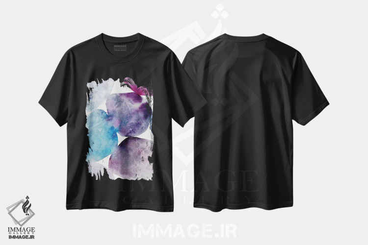 تیشرت مشکی طرح دار سنگ ریزه های زیر آب، آبستره اثر کریتیو اینگرید | immage.ir