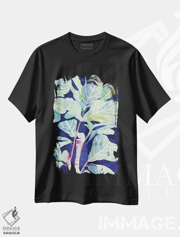 تیشرت مشکی طرح دار گیاه انجیری، دکور معاصر اثر کریتیو اینگرید | immage.ir