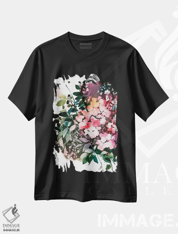 تیشرت مشکی طرح دار شب گلی، دکور معاصر اثر کریتیو اینگرید | فروشگاه ایماژ