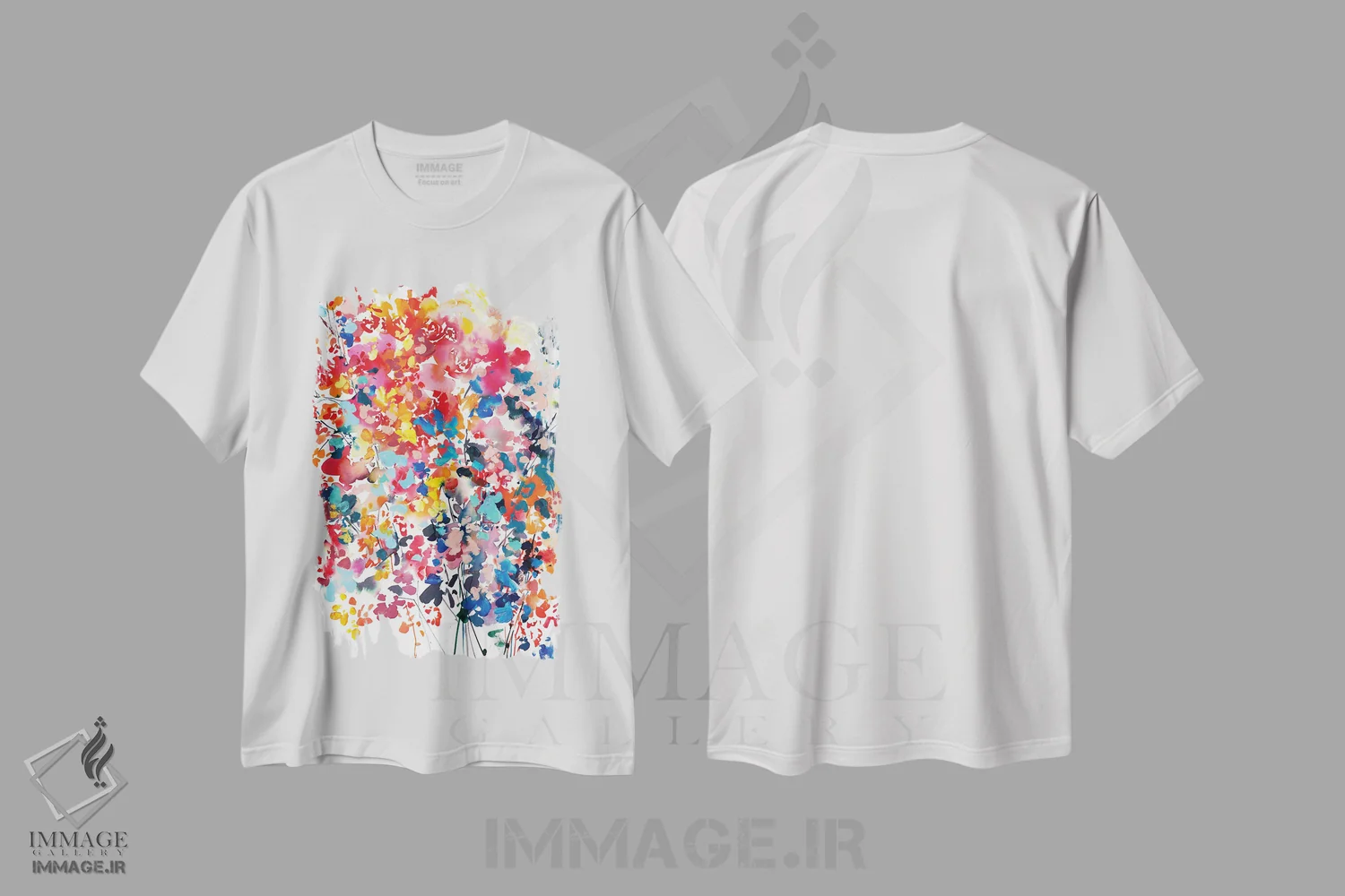 تیشرت سفید طرح دار طوفان گلی، دکور معاصر اثر کریتیو اینگرید | فروشگاه ایماژ