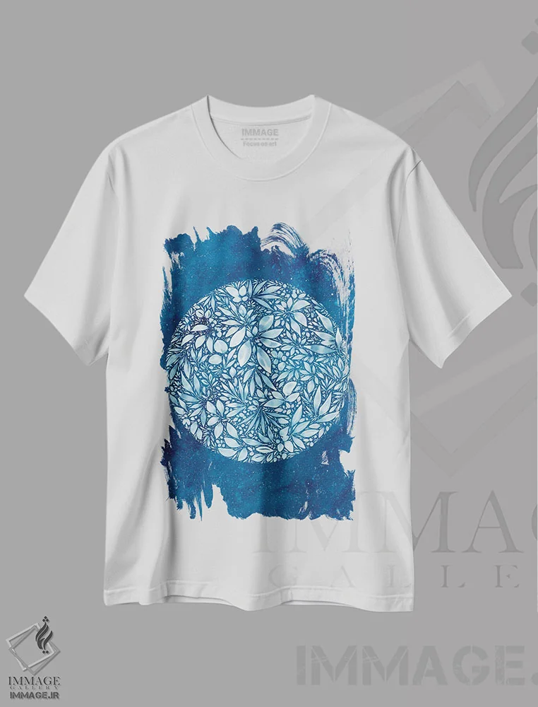 تیشرت سفید طرح دار ماه برفی کامل، دکور معاصر اثر کریتیو اینگرید | immage.ir