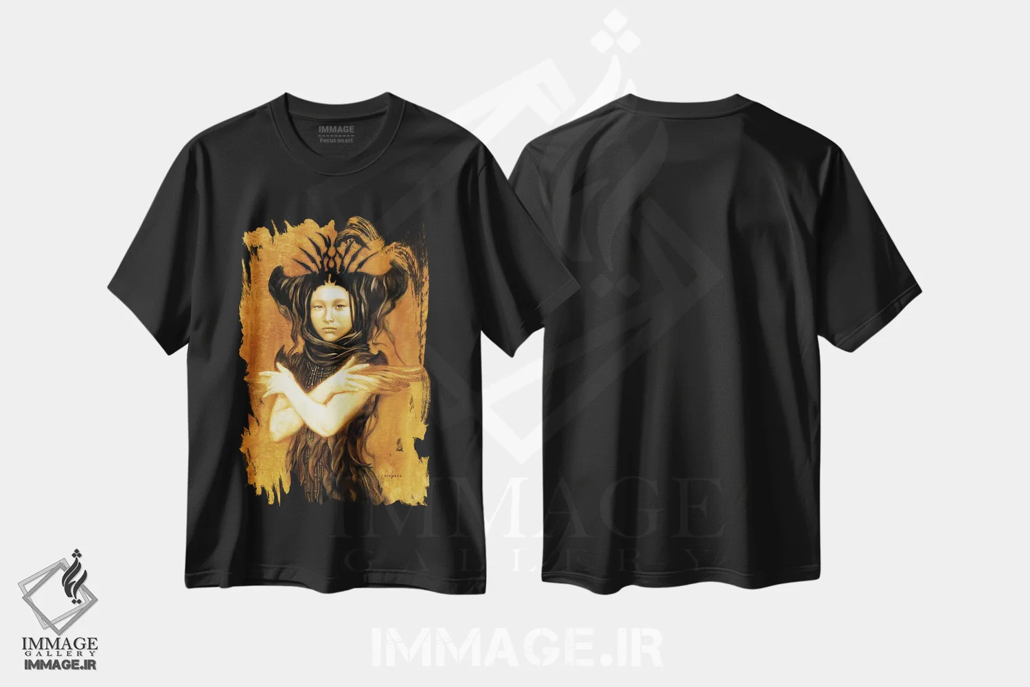 تیشرت مشکی طرح دار ایسیدریس، مدیوم اثر سیروئلو | فروشگاه ایماژ