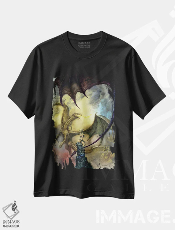 تیشرت مشکی طرح دار اژدهایانِ شمعی، مدیوم اثر سیروئلو | immage.ir