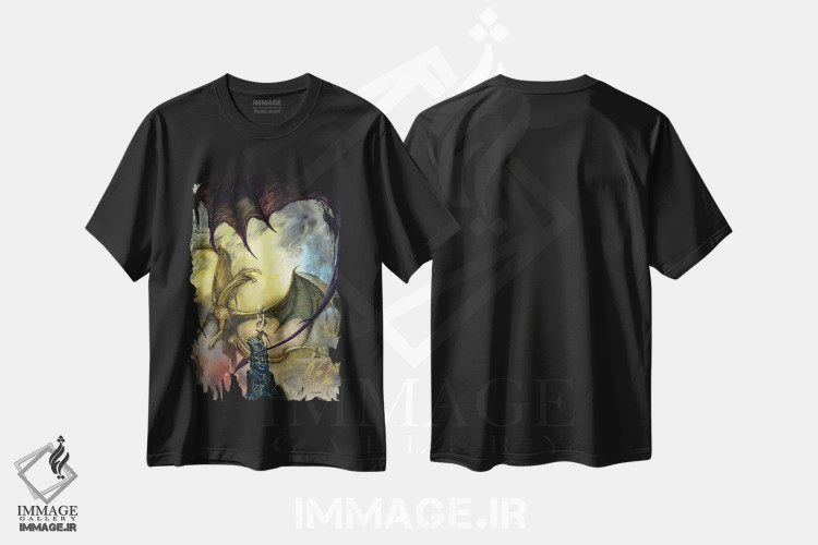 تیشرت مشکی طرح دار اژدهایانِ شمعی، مدیوم اثر سیروئلو | immage.ir