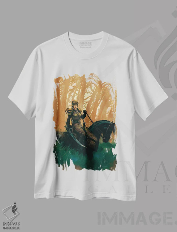 تیشرت سفید طرح دار دراکونیس، مدیوم اثر سیروئلو | immage.ir