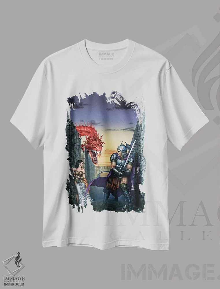 تیشرت سفید طرح دار مارپیچ اژدها، مدیوم اثر سیروئلو | فروشگاه ایماژ