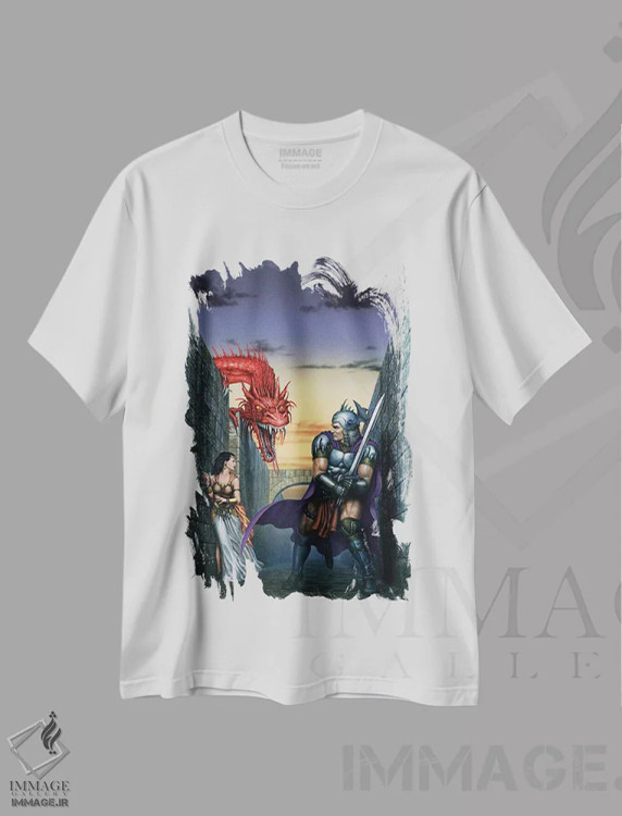 تیشرت سفید طرح دار مارپیچ اژدها، مدیوم اثر سیروئلو | فروشگاه ایماژ