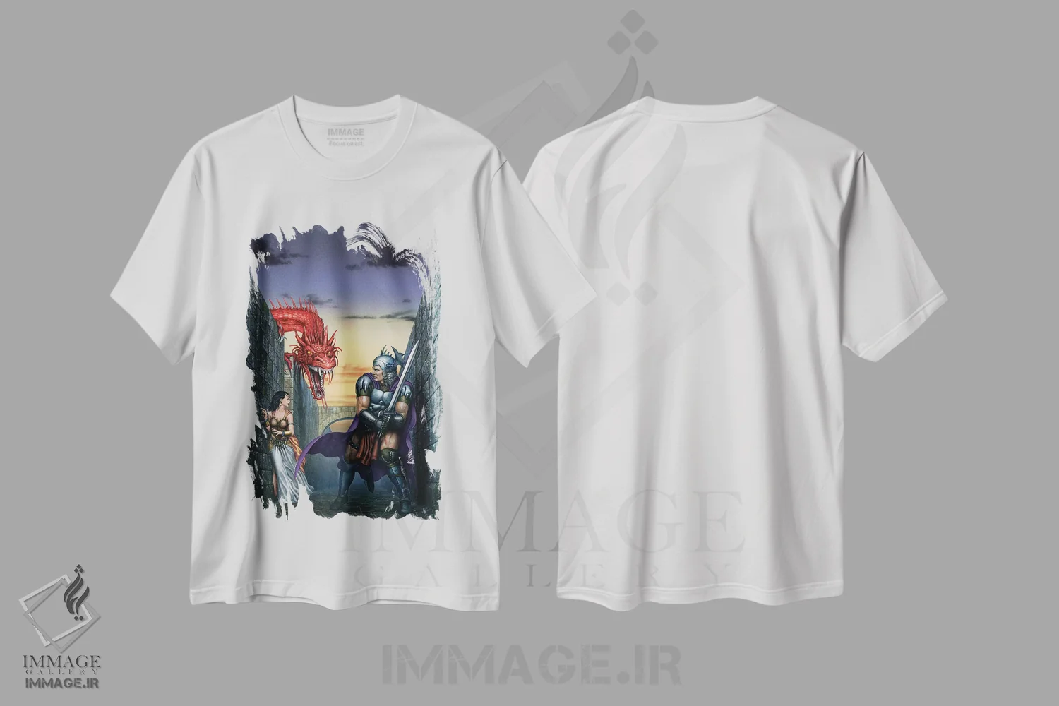 تیشرت سفید طرح دار مارپیچ اژدها، مدیوم اثر سیروئلو | فروشگاه ایماژ