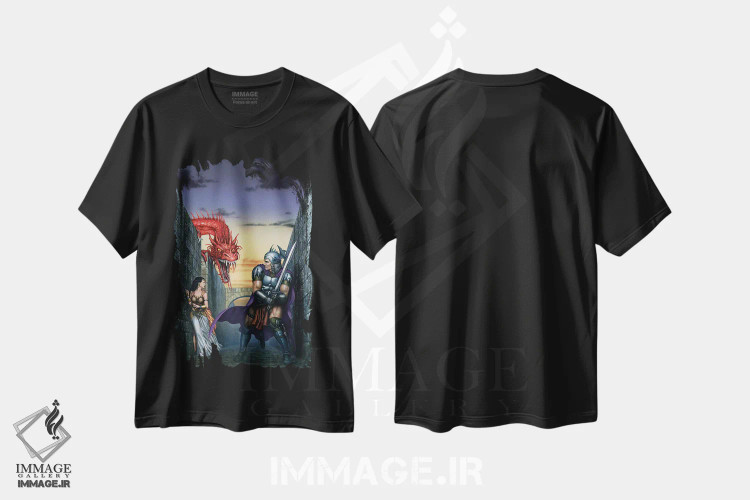 تیشرت مشکی طرح دار مارپیچ اژدها، مدیوم اثر سیروئلو | immage.ir