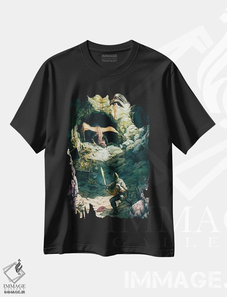 تیشرت مشکی طرح دار فافنر پنجم، مدیوم اثر سیروئلو | immage.ir