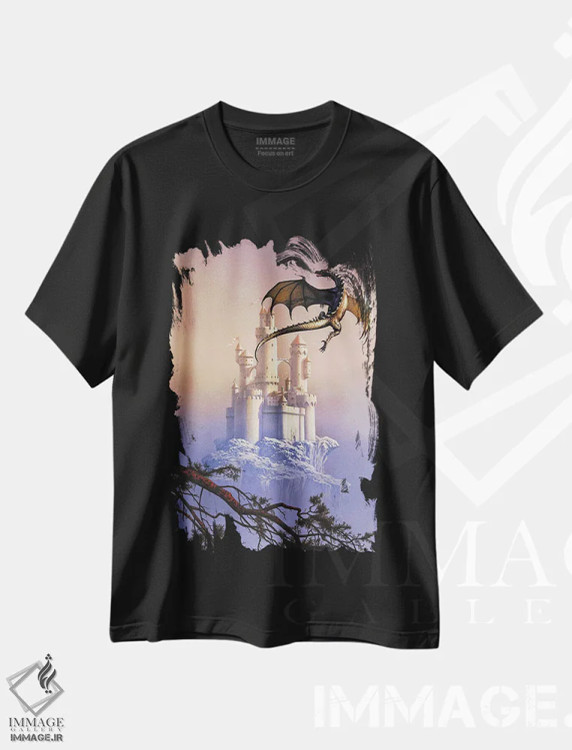 تیشرت مشکی طرح دار اژدهای پرنده، مدیوم اثر سیروئلو | immage.ir