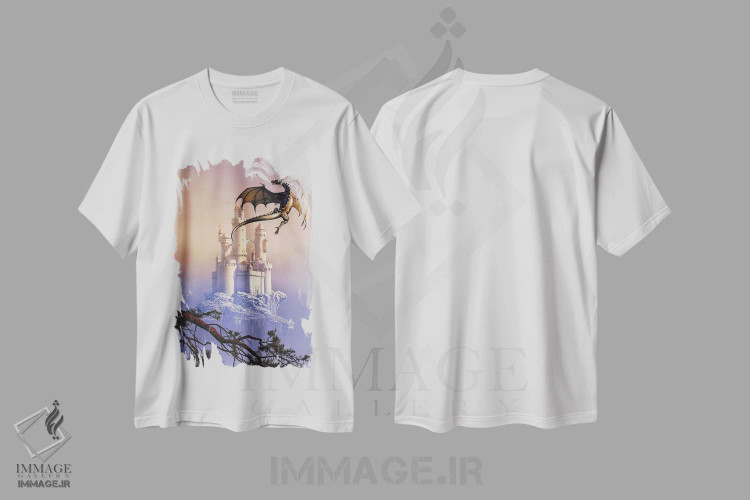 تیشرت سفید طرح دار اژدهای پرنده، مدیوم اثر سیروئلو | فروشگاه ایماژ