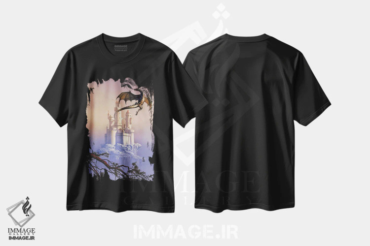 تیشرت مشکی طرح دار اژدهای پرنده، مدیوم اثر سیروئلو | immage.ir